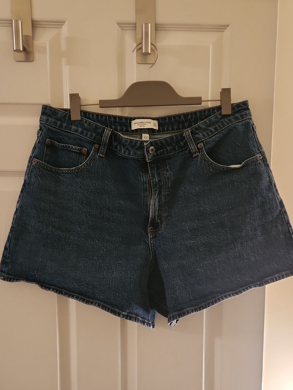 Abercrombie & Fitch Dad Shorts, Dark Blue Denim High-Rise